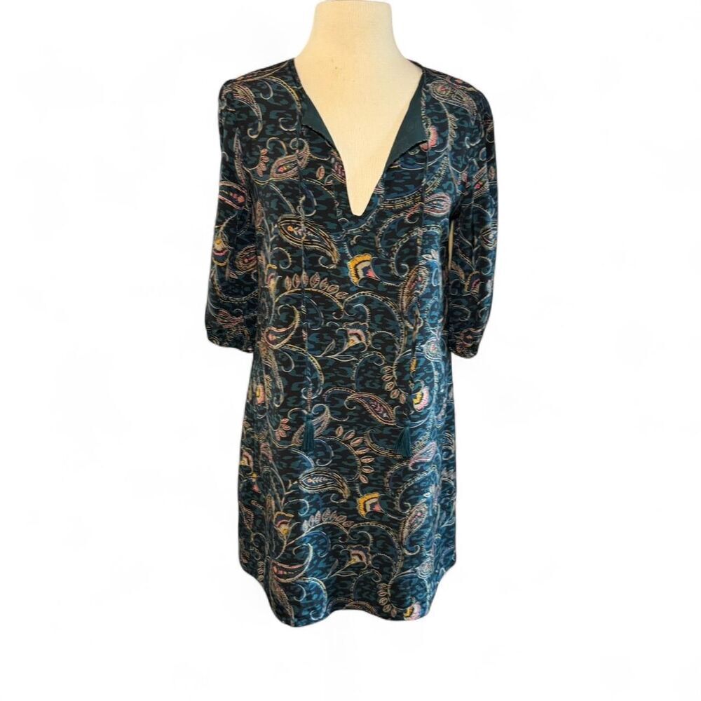 Johnny Was Jade Women's Marzanna Green Paisley Mini 100% Silk Dress XS - Picture 3 of 8